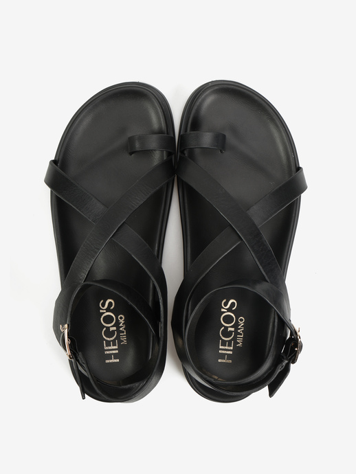 SANDAŁY HEGO'S Milano F25554-10 LEATHER BLACK