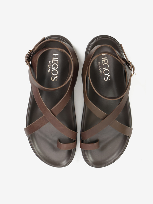 SANDAŁY HEGO'S Milano F25554-10 LEATHER BROWN