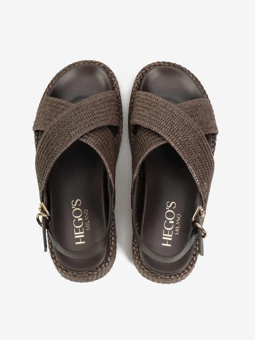 SANDAŁY HEGO'S Milano NV09-10-40 WEAVE BROWN