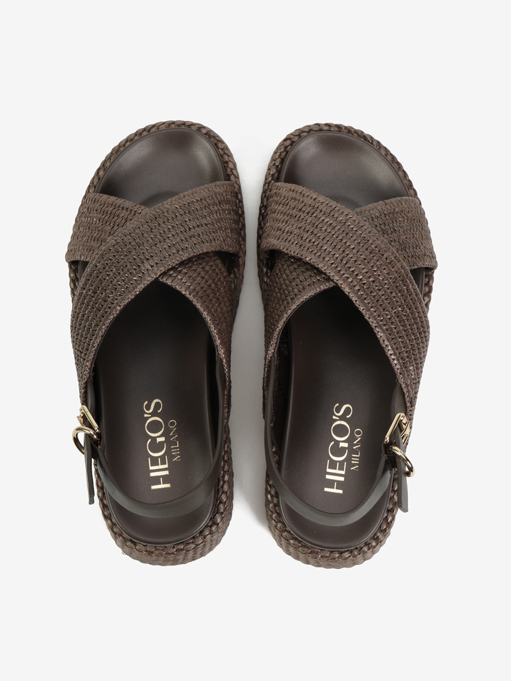 SANDAŁY HEGO'S Milano NV09-10-40 WEAVE BROWN