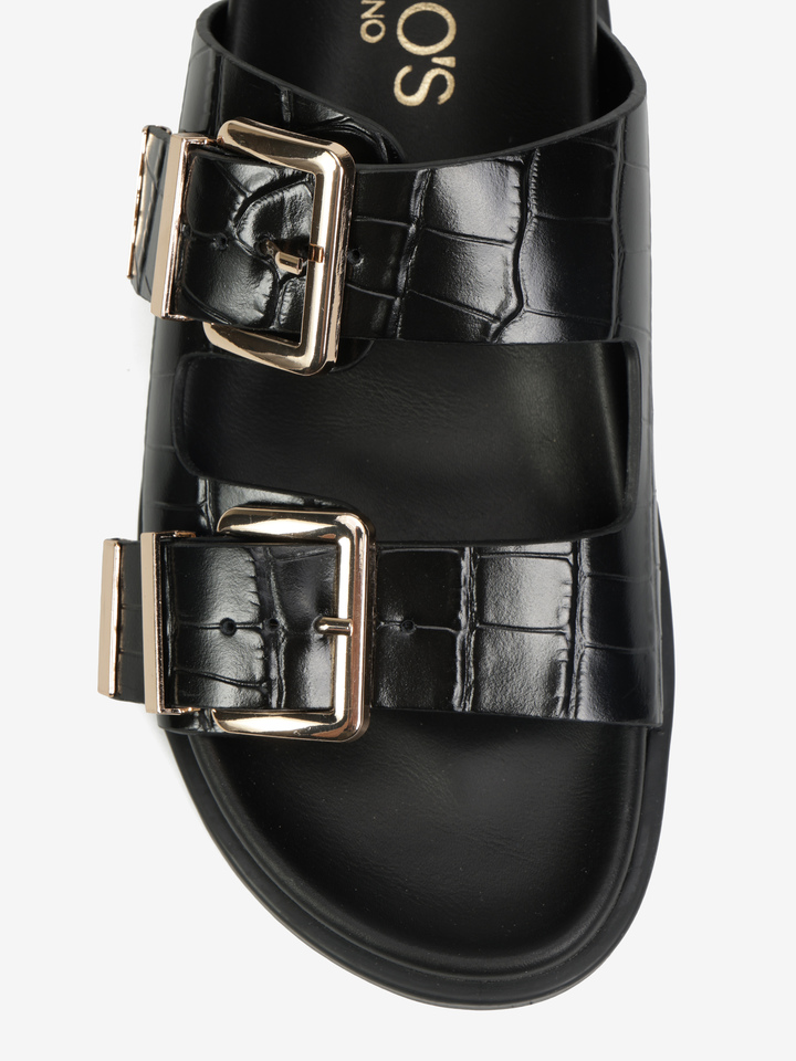 SKÓRZANE KLAPKI Z KLAMRAMI HEGO'S Milano