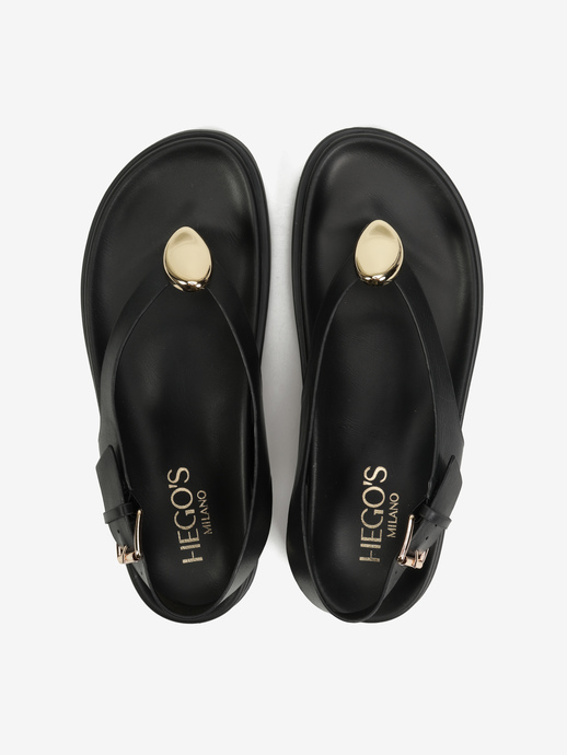 SANDAŁY HEGO'S Milano F25554-7 LEATHER BLACK