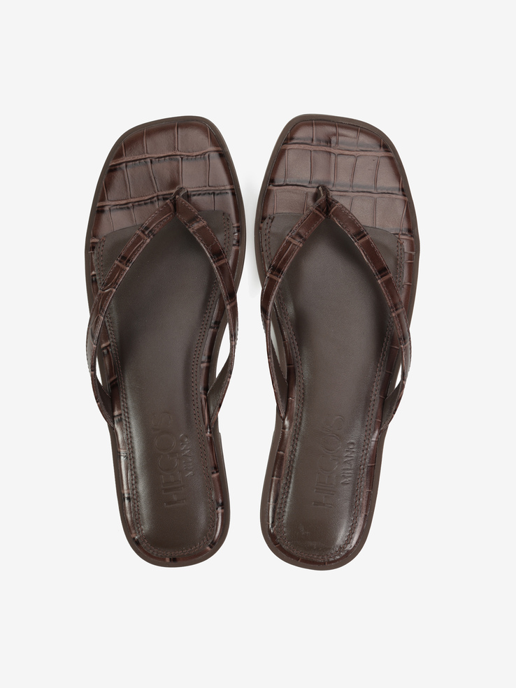 KLAPKI HEGO'S Milano F25553-9 LEATHER CROCO BROWN