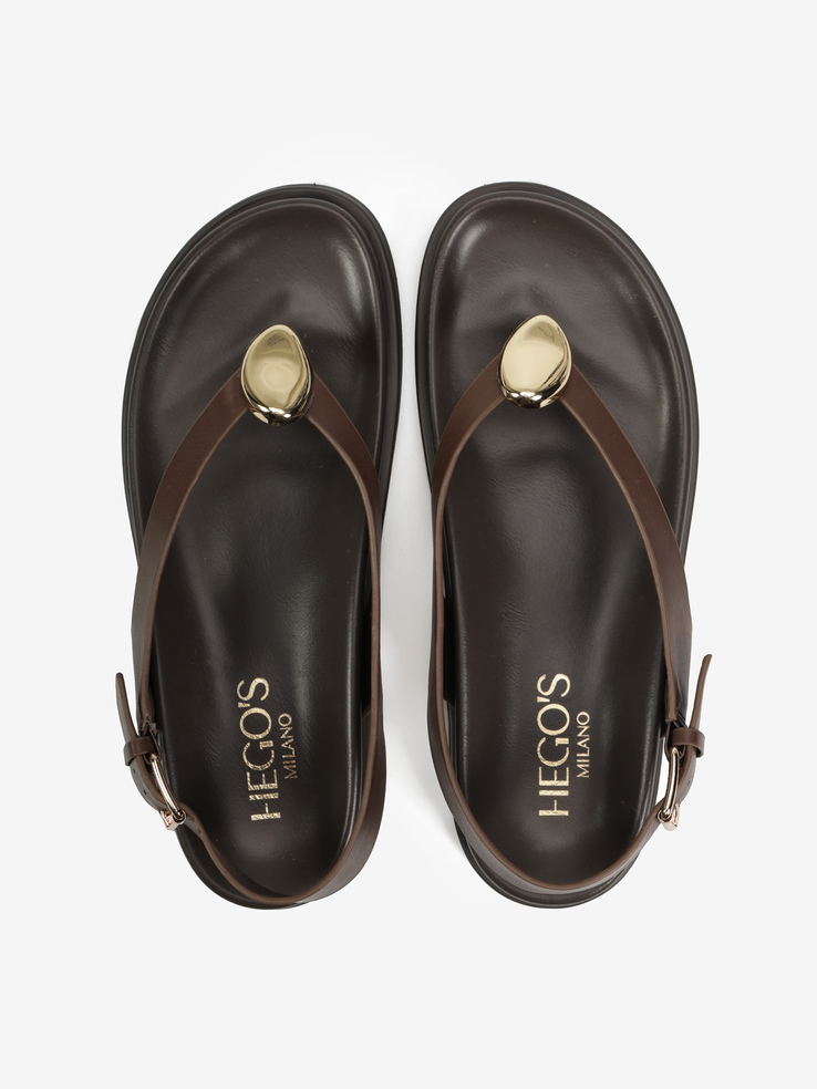 SANDAŁY HEGO'S Milano F25554-7 LEATHER BROWN