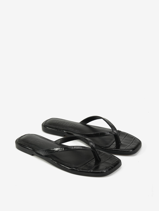 KLAPKI HEGO'S Milano F25553-9 LEATHER CROCO BLACK