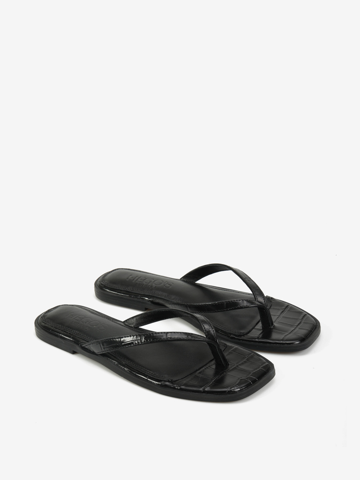 KLAPKI HEGO'S Milano F25553-9 LEATHER CROCO BLACK