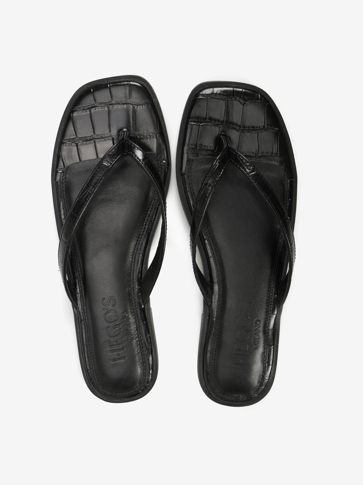 KLAPKI HEGO'S Milano F25553-9 LEATHER CROCO BLACK