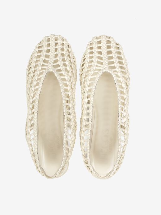 BALERINY HEGO'S Milano F24452-8 WEAVE CREAM