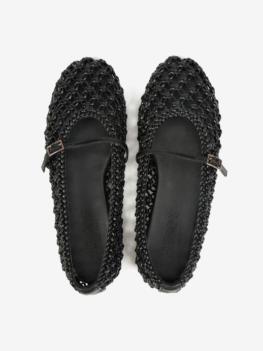 BALERINY HEGO'S Milano F25548-1 WEAVE BLACK