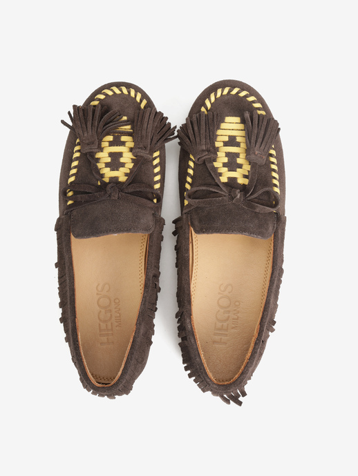 MOKASYNY HEGO'S Milano F25505-24 SUEDE BROWN/YELLOW