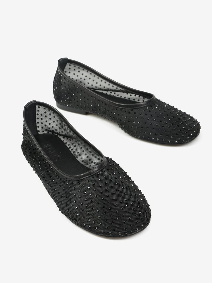 BALERINY HEGO'S Milano F25598-4 MESH STRASS BLACK