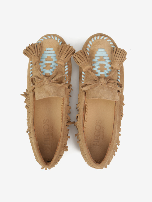 MOKASYNY HEGO'S Milano F25505-24 SUEDE TAUPE/BLUE