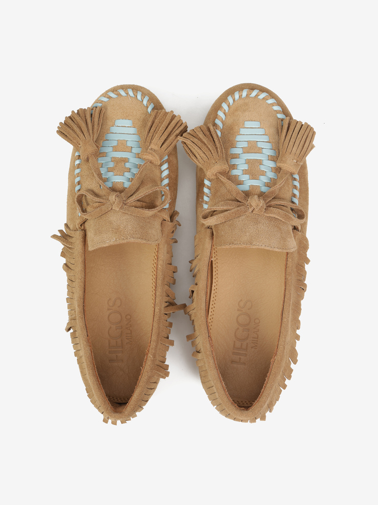 MOKASYNY HEGO'S Milano F25505-24 SUEDE TAUPE/BLUE