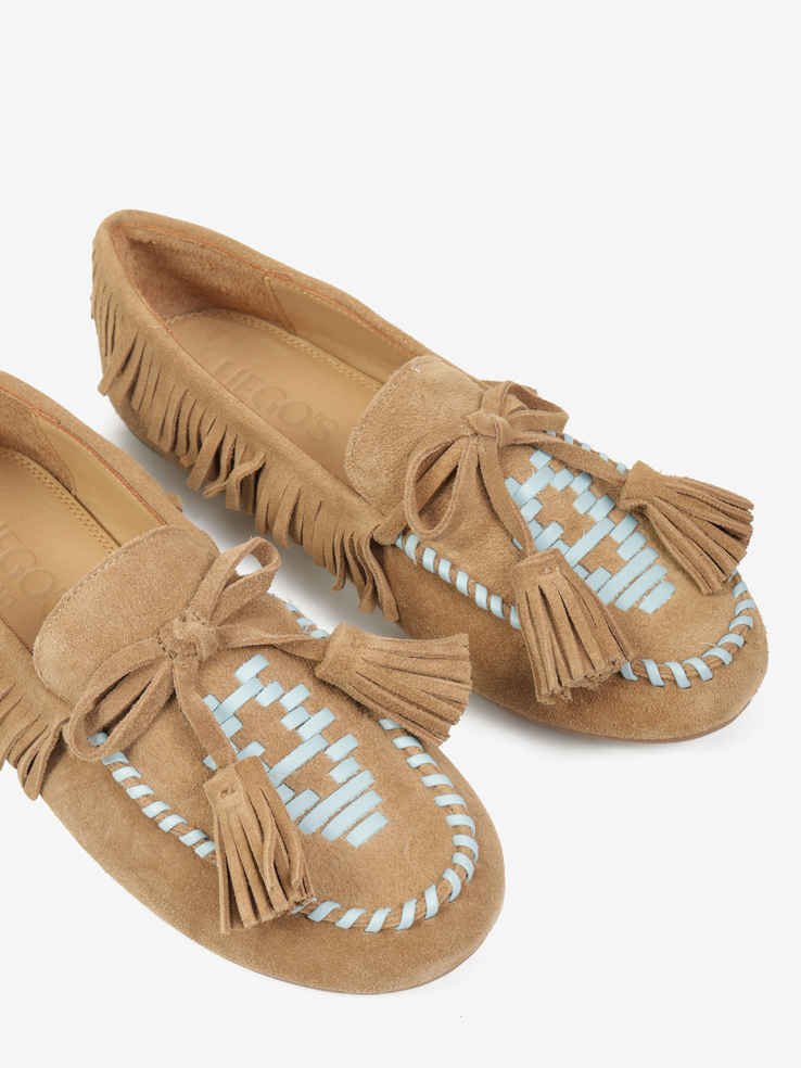 MOKASYNY HEGO'S Milano F25505-24 SUEDE TAUPE/BLUE