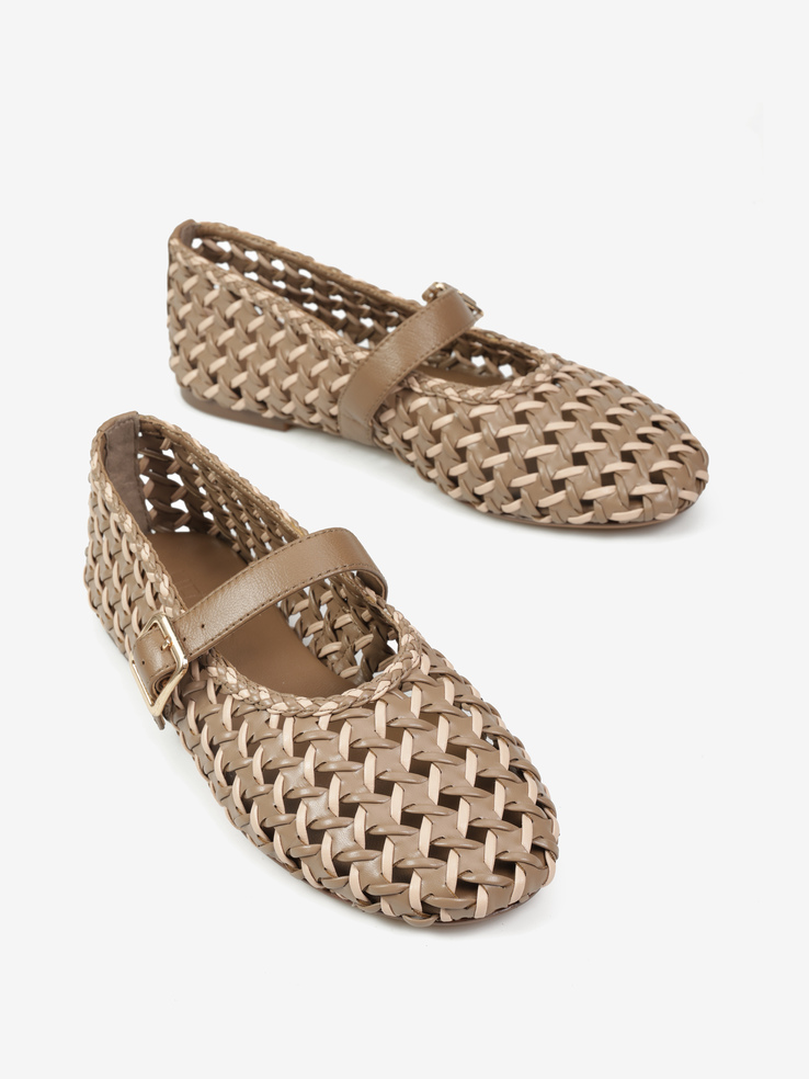 BALERINY HEGO'S Milano F25548-28 WEAVE TAUPE/NUDE