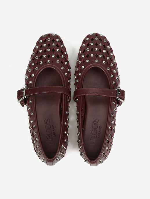 BALERINY HEGO'S Milano 24F-8005A-51 LEATHER BURGUNDY