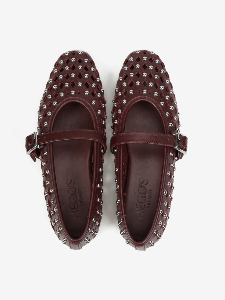 BALERINY HEGO'S Milano 24F-8005A-51 LEATHER BURGUNDY