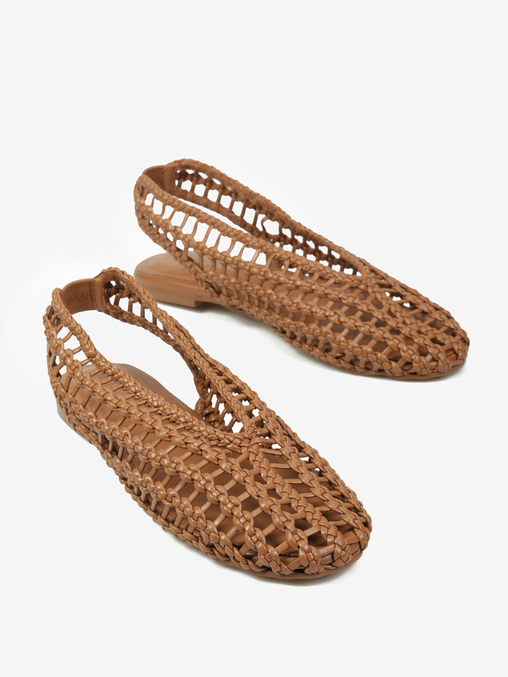 BALERINY HEGO'S Milano F24452-8 WEAVE TAN