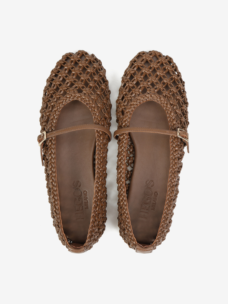 BALERINY HEGO'S Milano F25548-1 WEAVE BROWN
