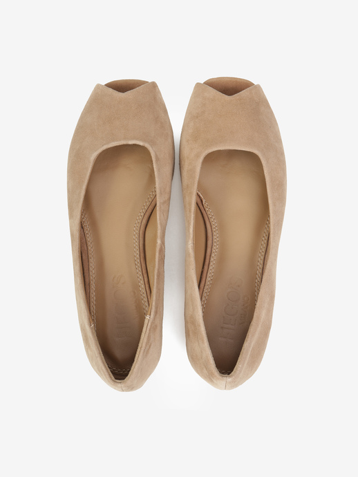 BALERINY HEGO'S Milano F25607-1 SUEDE CAMEL