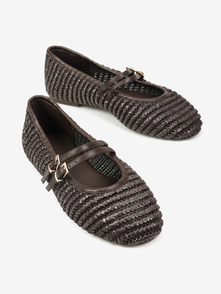 BRĄZOWE BALERINY MARY JANE HEGO'S Milano