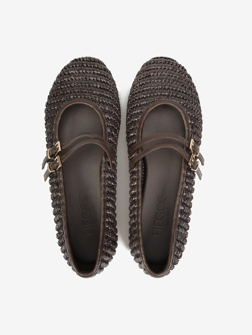 BALERINY HEGO'S Milano F25548-22 WEAVE BROWN