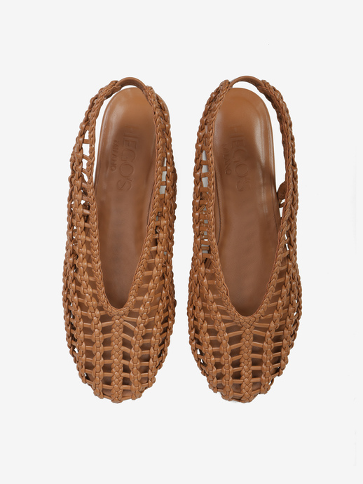 BALERINY HEGO'S Milano F24452-8 WEAVE TAN