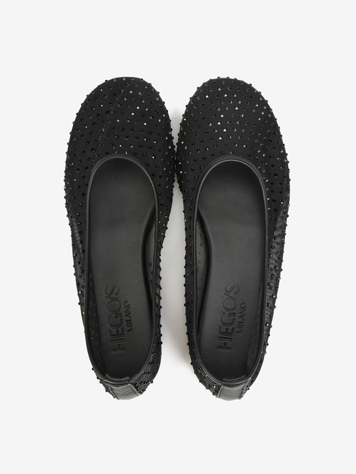 BALERINY HEGO'S Milano F25598-4 MESH STRASS BLACK