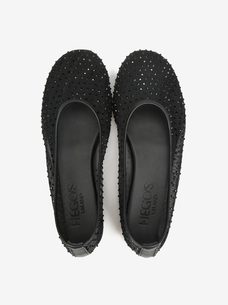 BALERINY HEGO'S Milano F25598-4 MESH STRASS BLACK