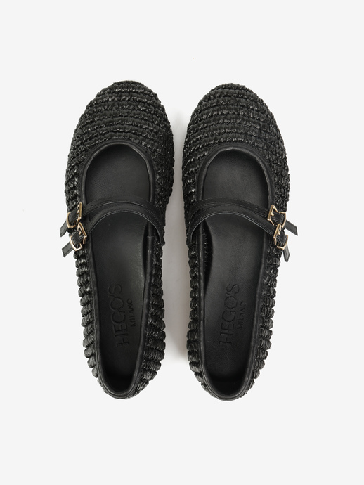 BALERINY HEGO'S Milano F25548-22 WEAVE BLACK