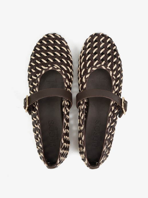 BALERINY HEGO'S Milano F25548-28 WEAVE BROWN/BEIGE