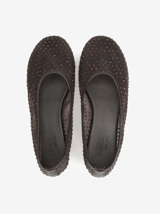 BALERINY HEGO'S Milano F25598-4 MESH STRASS BROWN