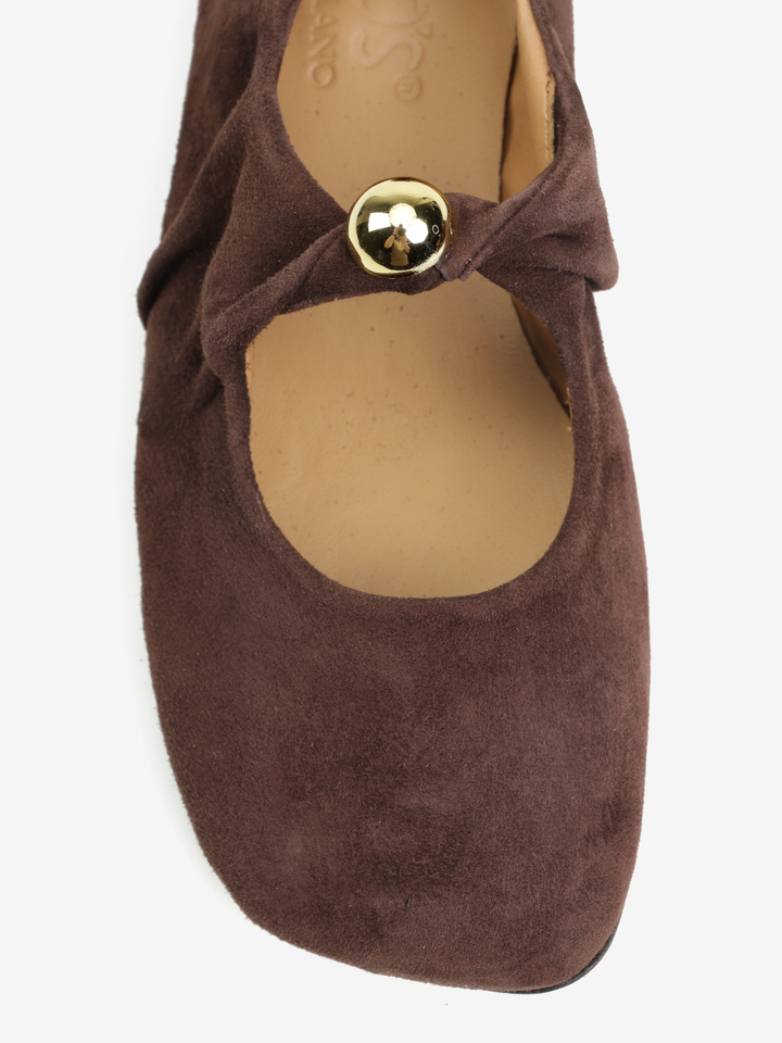 BRĄZOWE BALERINY Z OZDOBĄ  HEGO'S Milano