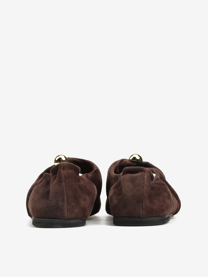 BRĄZOWE BALERINY Z OZDOBĄ  HEGO'S Milano