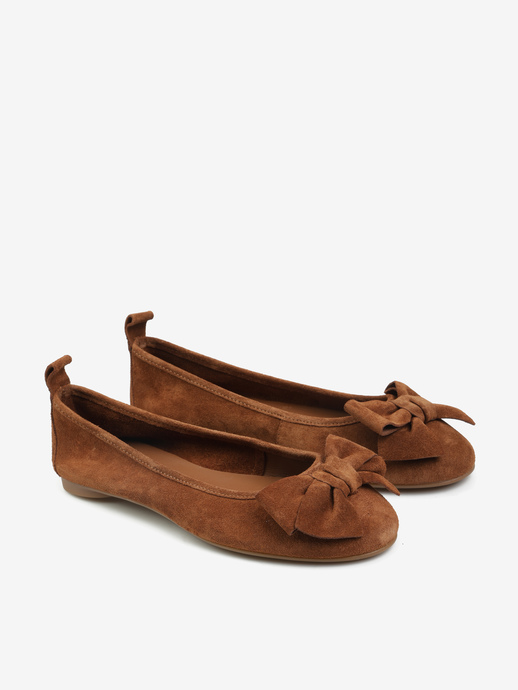 BALERINY HEGO'S Milano BT2011 SUEDE COGNAC