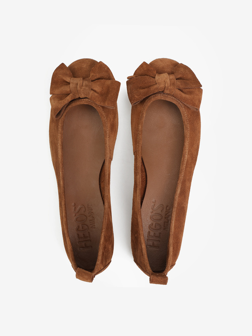 BALERINY HEGO'S Milano BT2011 SUEDE COGNAC