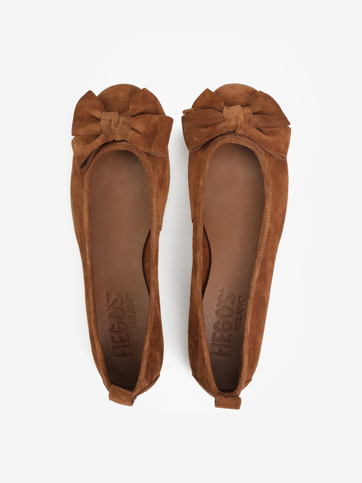 BALERINY HEGO'S Milano BT2011 SUEDE COGNAC