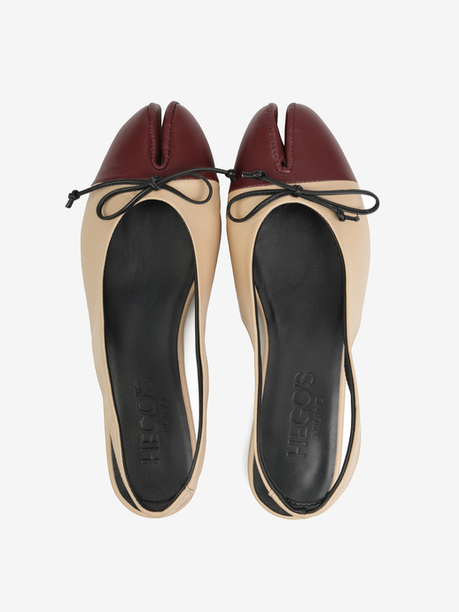 BALERINY HEGO'S Milano DM703 NAPPA SABBIA/BORDO