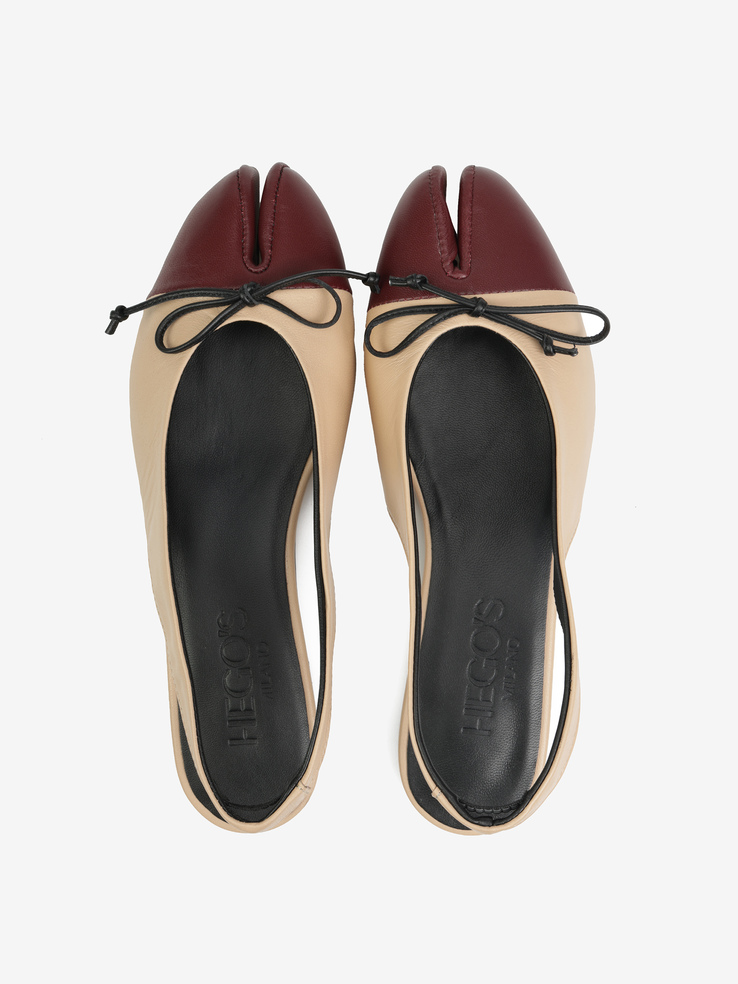 BALERINY HEGO'S Milano DM703 NAPPA SABBIA/BORDO