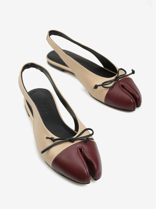 BALERINY HEGO'S Milano DM703 NAPPA SABBIA/BORDO