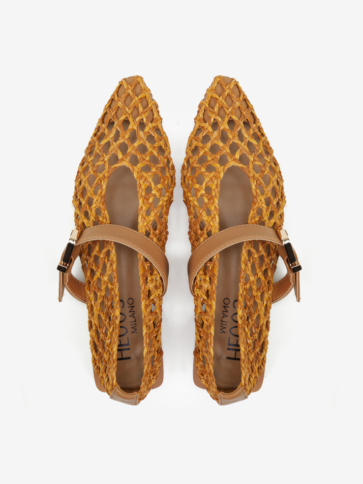 BALERINY HEGO'S Milano EX2389-1 WEAVE CAMEL