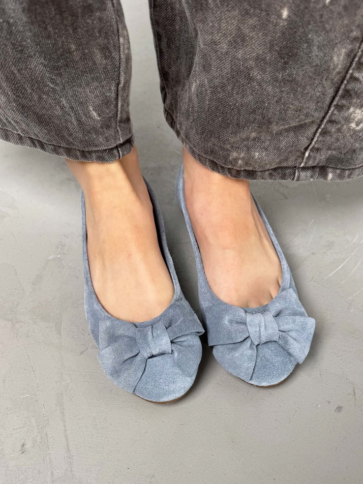 BALERINY HEGO'S Milano BT2011 SUEDE SKY BLUE