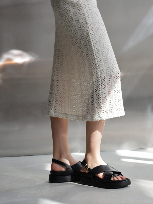 SANDAŁY HEGO'S Milano NH09-10-17 LEATHER BLACK