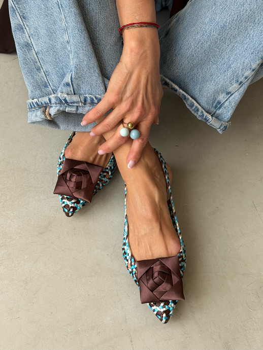 BALERINY HEGO'S Milano 2067 INTRECCIO CELESTE/T.MORO