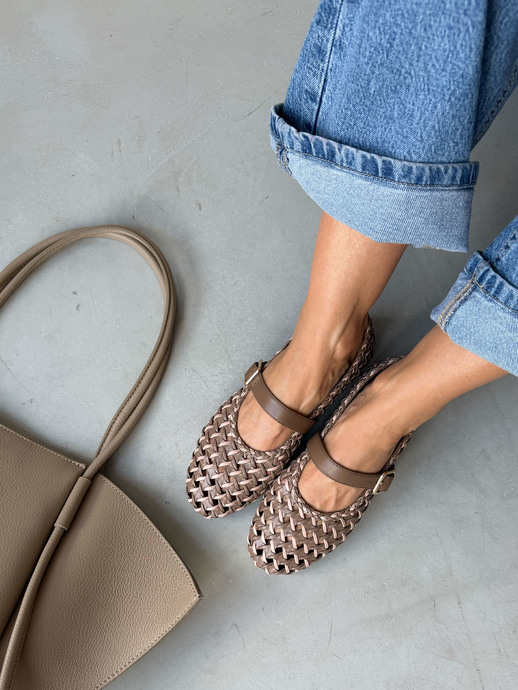 BALERINY HEGO'S Milano F25548-28 WEAVE TAUPE/NUDE