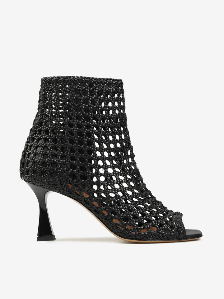 CZARNE BOTKI Z PLECIONKI HEGO'S Milano