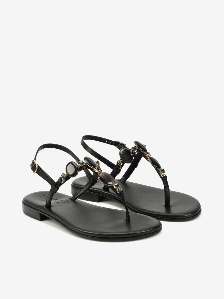 SANDAŁY HEGO'S Milano MP11/26 PELLE NERO/FUME