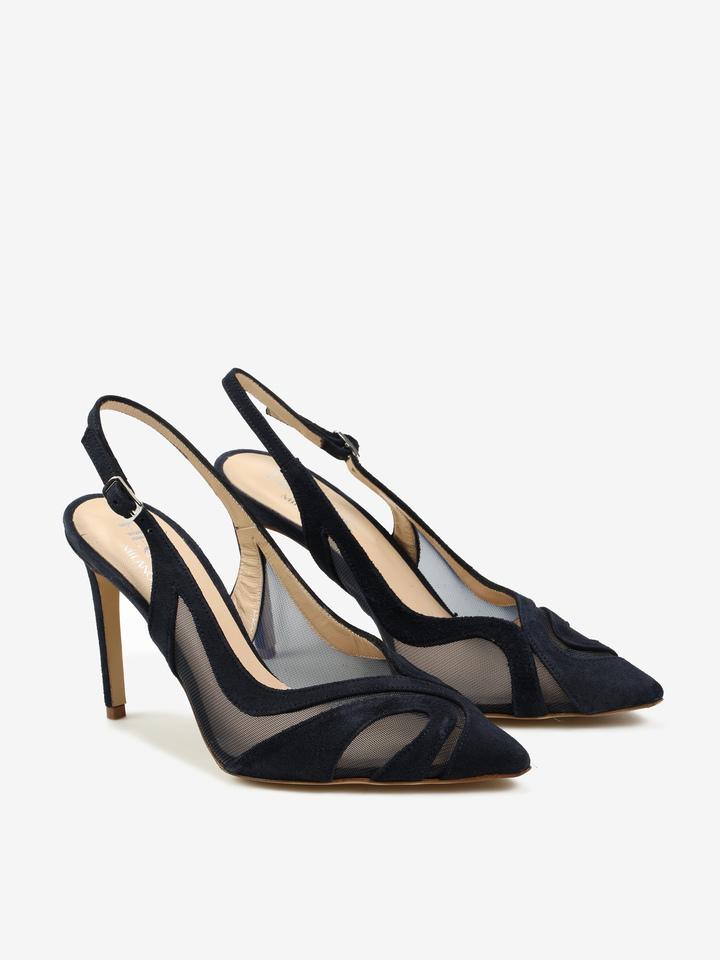 GRANATOWE SZPILKI Z ODKRYTĄ PIETĄ HEGO'S Milano