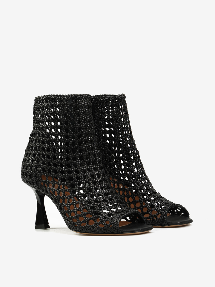 CZARNE BOTKI Z PLECIONKI HEGO'S Milano