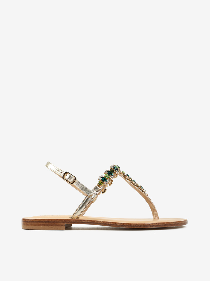 SKÓRZANE SANDAŁY Z KAMIENIAMI HEGO'S Milano